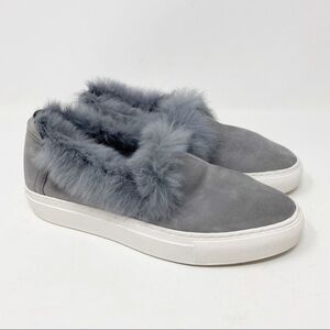 Rachel Zoe Burke Fur Lined Slip-On Sneakers Gray 7